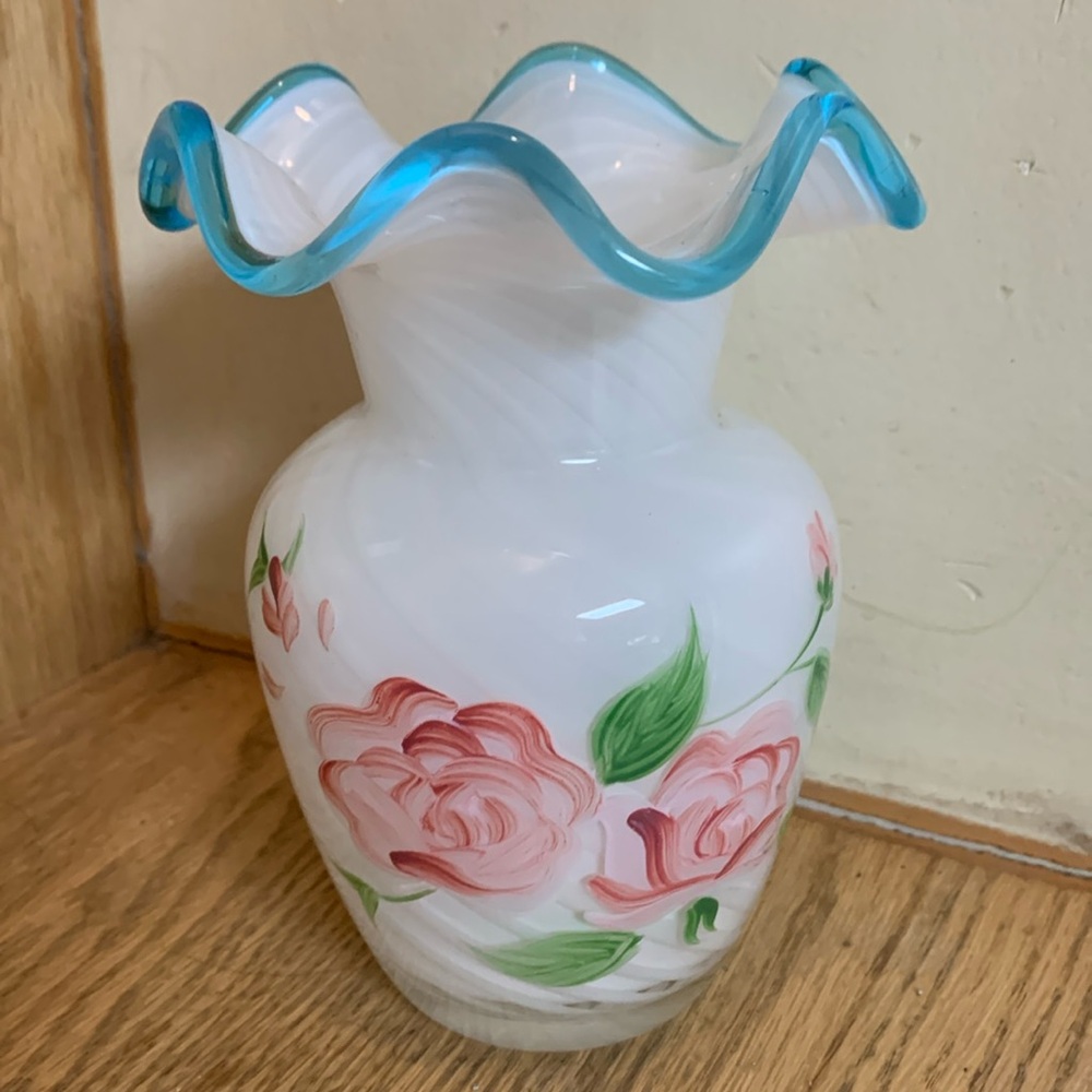 Glass Vase Hand painted.